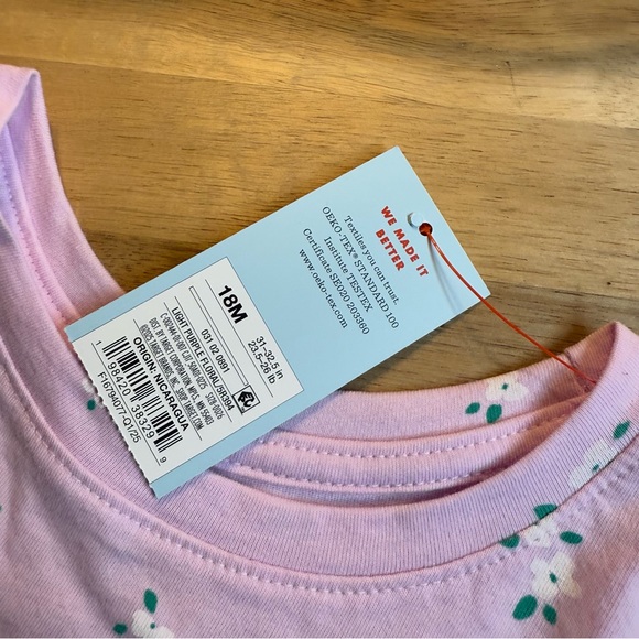 NWT Cat & Jack Floral Toddler Short Sleeve Tee Shirt Size 18M - Picture 2 of 4